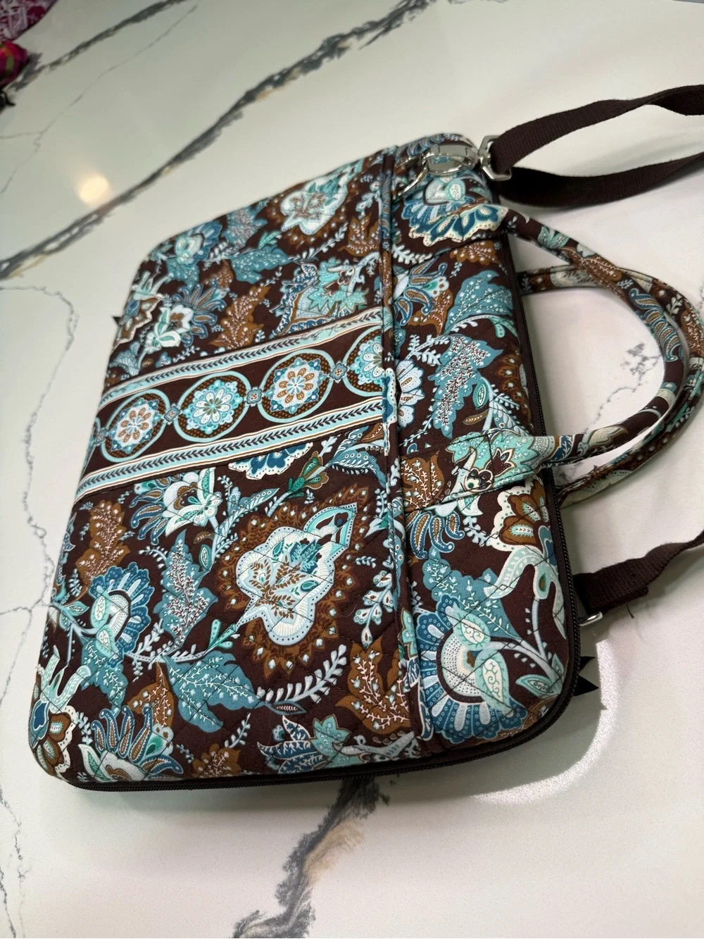 Vera Bradley RETIRED Java Blue Floral Laptop/Business Secure Travel Bag
